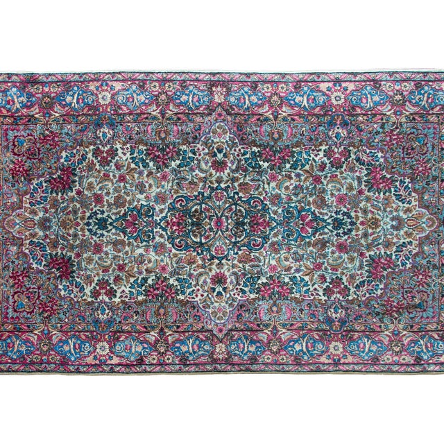 Cream Early 20th Century Persian Kirman Rug For Sale - Image 8 of 16