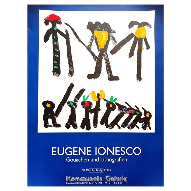 Eugène Ionesco, German Exhibition Poster, 1980s, Original Lithograph For Sale