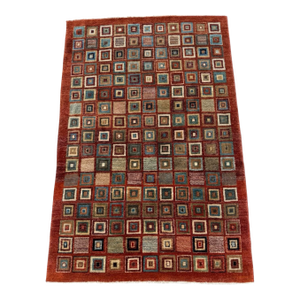 Vintage Hand-Knotted Pakistani Gabbeh Wool Textile Art Rug