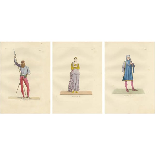 Renaissance Italian Costumes, 1845, Paper, Set of 3 For Sale