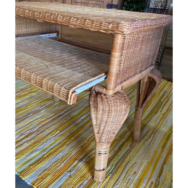 Late 20th Century Wicker Rattan Side Table Chairish