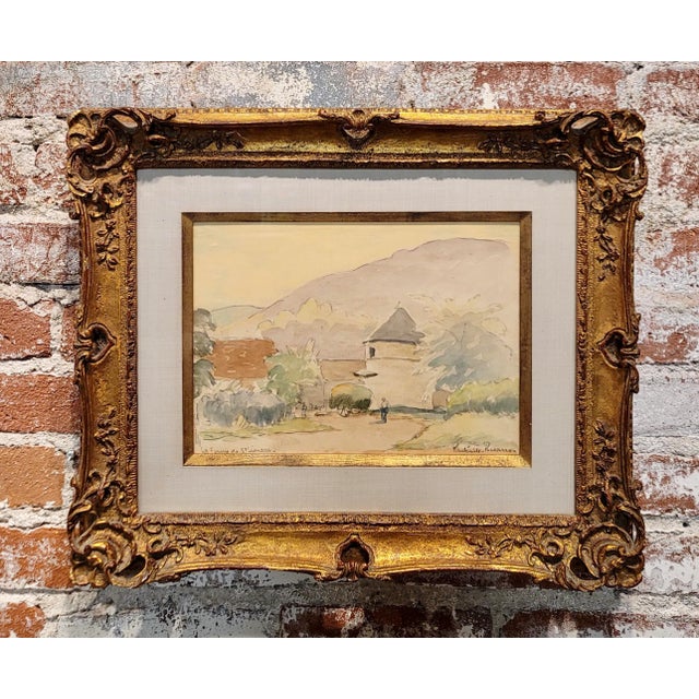 Paul Emile Pissarro -View of a French Farm-1920s Original Painting French Impressionist -Watercolor & Pencil on paper -...