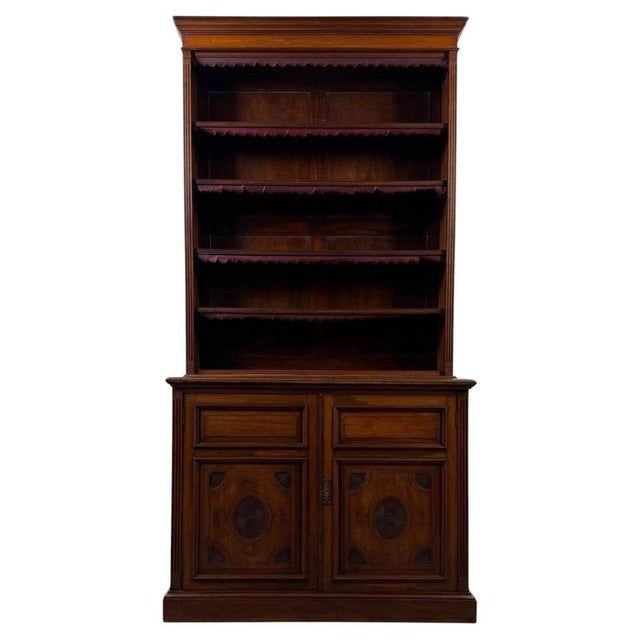 Antique Tall Mahogany Open Bookcase For Sale - Image 3 of 12
