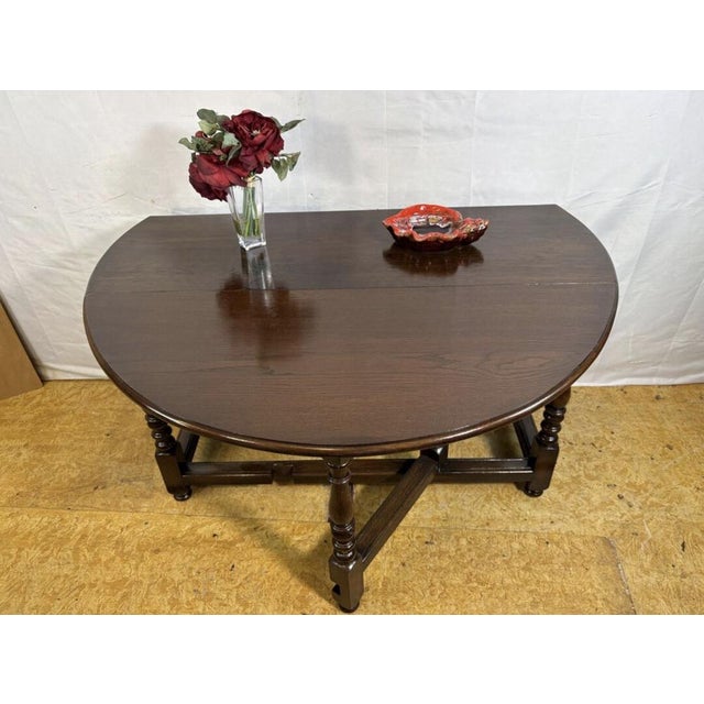 Jacobean Revival Oak Gate Leg Drop Leaf Table, 1900s For Sale - Image 3 of 12