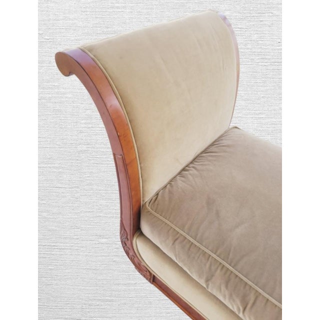 Wood Monumental Vintage Hollywood Regency Neoclassical Curule Style Oversized Velvet Accent Chair / Bench Chair For Sale - Image 7 of 14