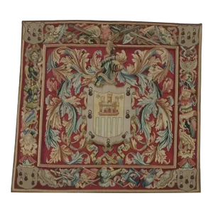 Vintage Tapestry Ddepicting Royal Emblem