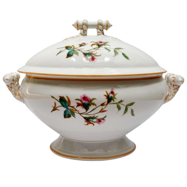 Haviland & Co. Antique Haviland Limoges Porcelain Soup Tureen With Lid, Schleiger Rose Pattern For Sale - Image 4 of 10