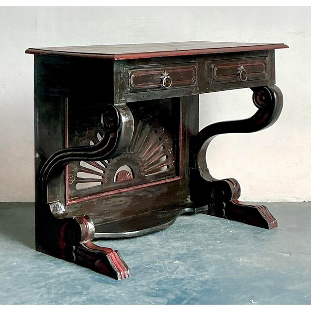 Late 20th Century Vintage Boho Reclaimed Wood Console Table For Sale - Image 5 of 11