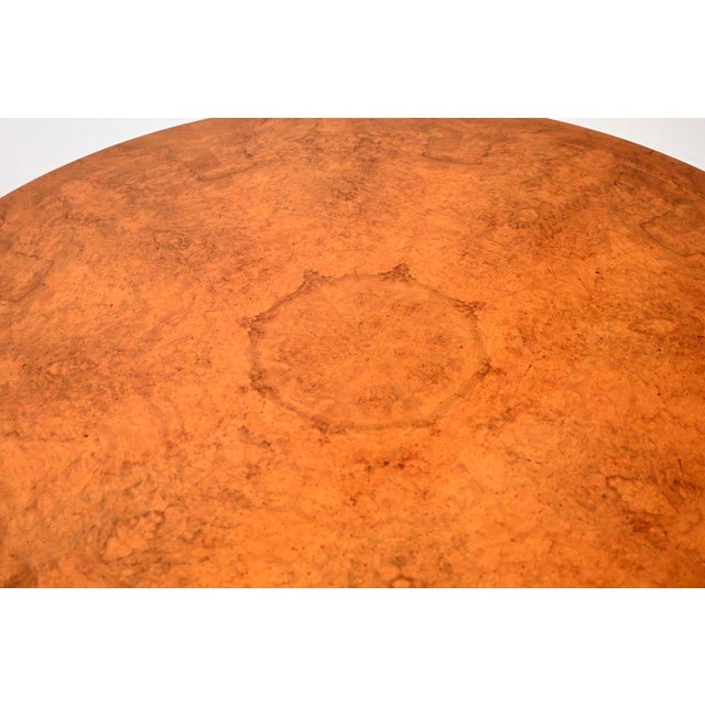 Vintage Regency Style Burr Walnut Drum Table, 1950 For Sale - Image 6 of 12