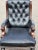 Victorian Black Leather Buttoned Back Armchair For Sale - Image 3 of 11