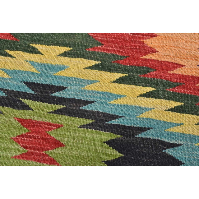 Kilim Rug 4'11'' X 6'7'' Multicolor Wool Tribal Handwoven Oriental Carpet For Sale - Image 4 of 12