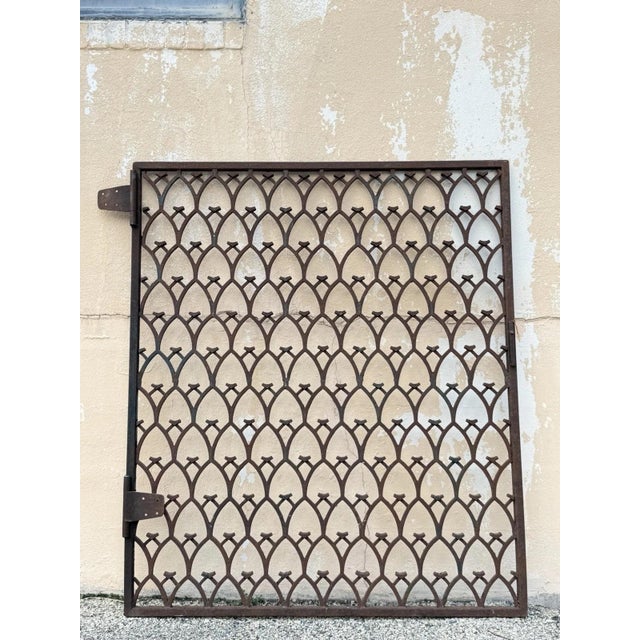 Antique French Art Nouveau Wrought Iron "Repeating Arches" 55x48 Garden Entry Gate. Approx 110 lbs. Circa Early 20th...