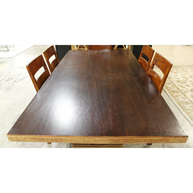 Contemporary Crate & Barrel 'Paloma' Dining Table W/6 Chairs - Red-Brown For Sale - Image 3 of 6