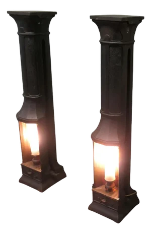 French House Heater Lamps in Cast Iron, Set of 2