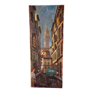 Late 20th Century Painting of Florence Street Scene by Lesser For Sale