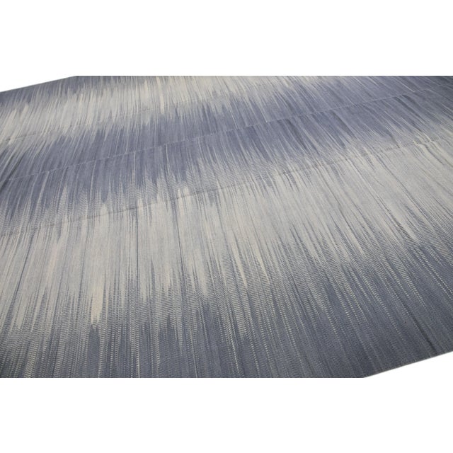 2010s Contemporary Kilim Wool Rug Flatweave With Abstract Gray Design For Sale In New York - Image 6 of 7