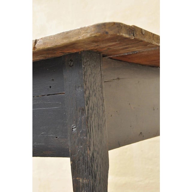 Wood Antique French Country Primitive Black Distress Painted 1 Drawer Desk Work Table For Sale - Image 7 of 12