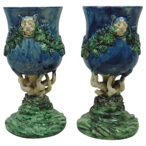 19th Century Renaissance Revival Majolica Palissy Vases With Grapes - a Pair