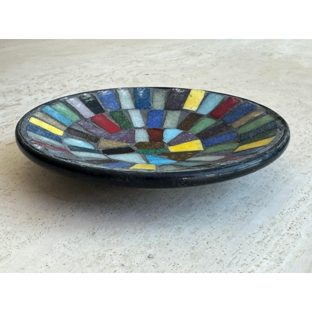 Vintage Danish Modern Colorful Glass Mosaic Dish Stamped Denmark For Sale - Image 4 of 6