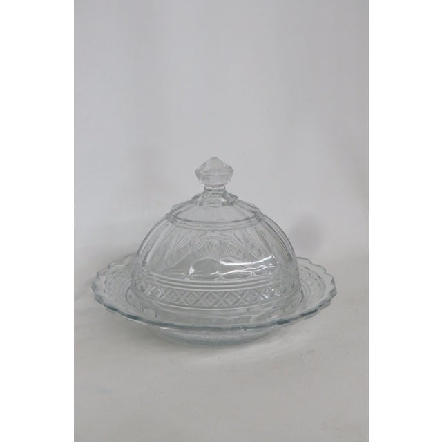 Transparent Indiana Glass Round Covered Butter Star Band Dish Domed Lid Serving Bowl 4506b For Sale - Image 8 of 14