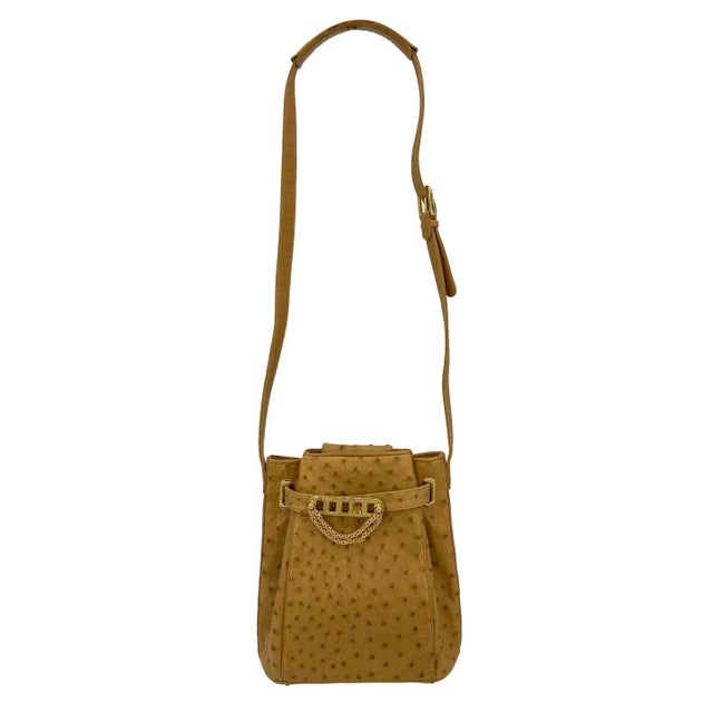 Judith Leiber Vintage Judith Leiber Tan Ostrich Kelly Lock Handbag For Sale - Image 4 of 12