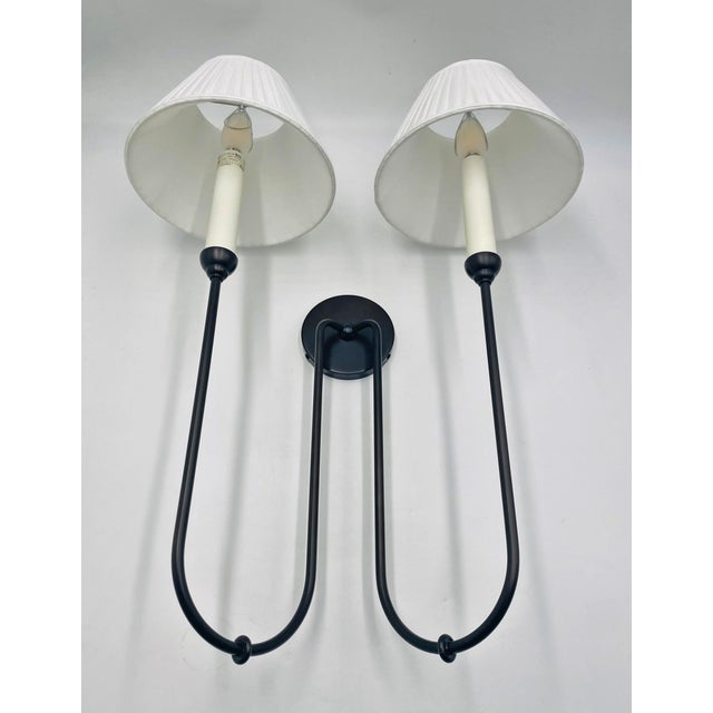 Traditional Amber Lewis Ingela Double Sconce by Visual Comfort With Shades For Sale - Image 3 of 17