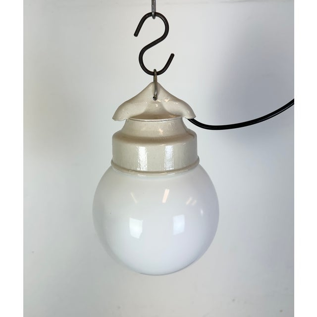 Ceramic Vintage White Porcelain Pendant Light, 1970s For Sale - Image 7 of 15