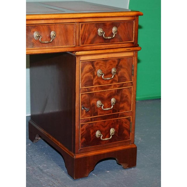 Twin Pedestal Desk with Leather Top from Maple Waring & Gillow For Sale - Image 6 of 17
