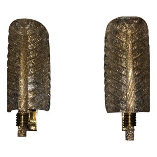 Gilded Murano Glass Sconces by Ercole Barovier, 1980s, Set of 2 For Sale