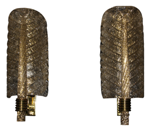Gilded Murano Glass Sconces by Ercole Barovier, 1980s, Set of 2