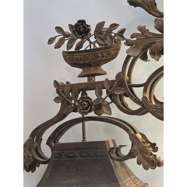 1990s Coat of Arms Crest Wrought Iron Chandelier Light Fixture Hand Made Spanish Design Old World Castle For Sale - Image 5 of 14