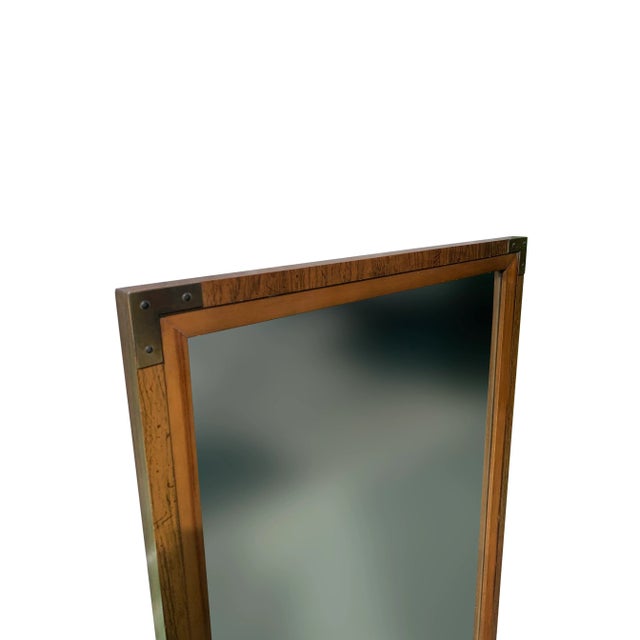 Campaign 1960s Bernhardt Campaign Mirror in Brass and Wood For Sale - Image 3 of 4