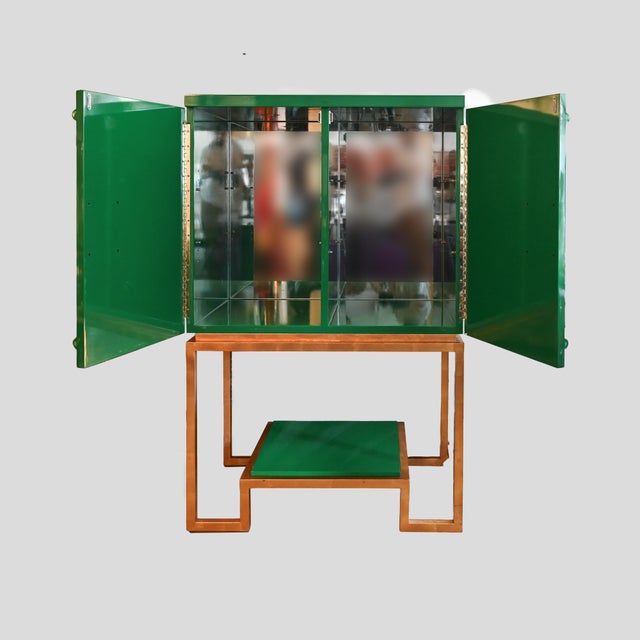 Gold Vintage Hollywood Regency Drink Cabinet by Green Lacquer, 1980s For Sale - Image 8 of 14