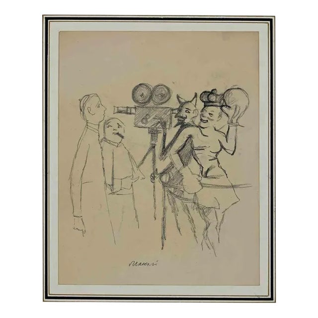 Mino Maccari, Portraits, Drawing, Mid 20th-Century For Sale