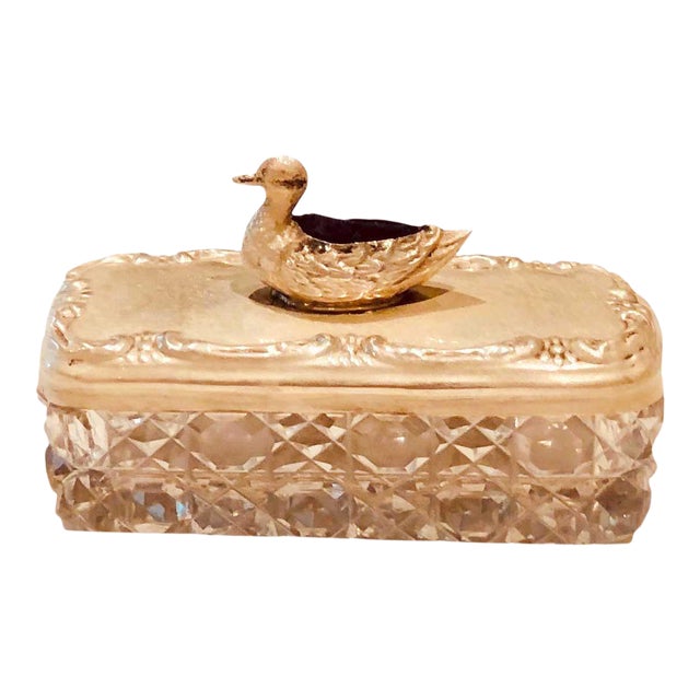 Late 19th Century Turn of the Century Sterling Pin Box With a Duck For Sale