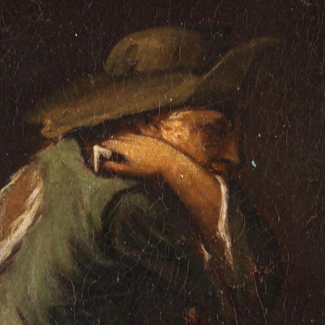 Scene with Card Players, Oil on Canvas, Framed For Sale - Image 5 of 11