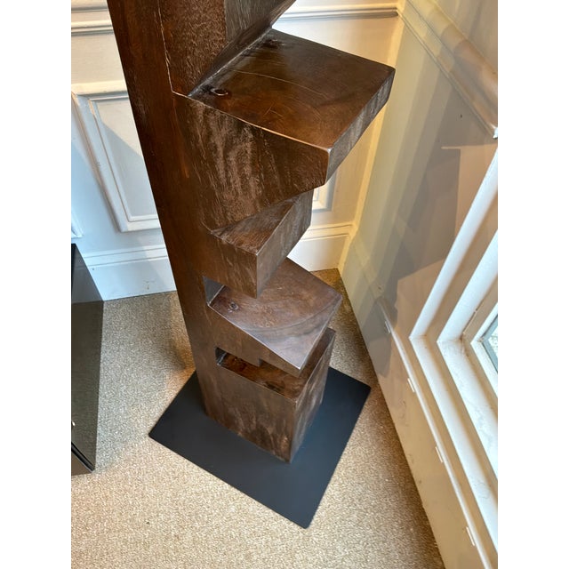 2020s Noir Company Brutalist Style Wood and Iron Totem Sculpture For Sale - Image 5 of 5