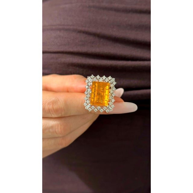 Diamond Opal Ring, Necklace 18k Gold 11 TCW Certified For Sale - Image 9 of 18