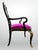 2010s Kindel Queen Anne Hand Painted Chinoiserie Chairs Set of 6 Fuschia Velvet For Sale - Image 5 of 13