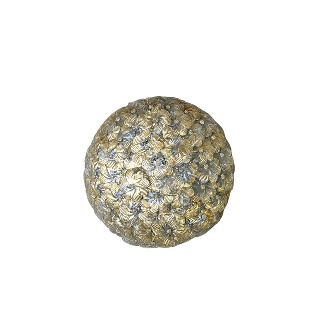 Seguso Vetri d'Arte Murano Ceiling Lamp with Flowers with Gold Flecks attributed to Seguso Vetri Darte, 1960s For Sale - Image 4 of 11