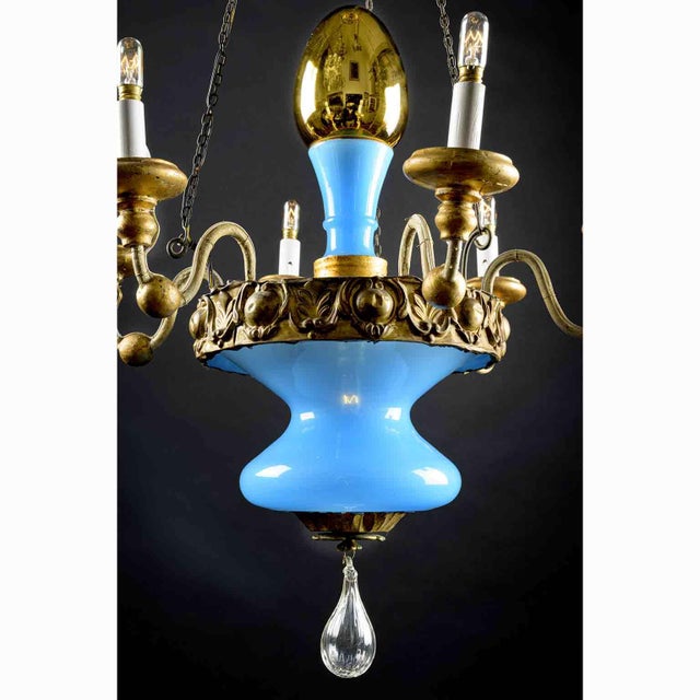 Blue Turquoise and Gilt Chandelier from Lucca, 19th Century For Sale - Image 8 of 11