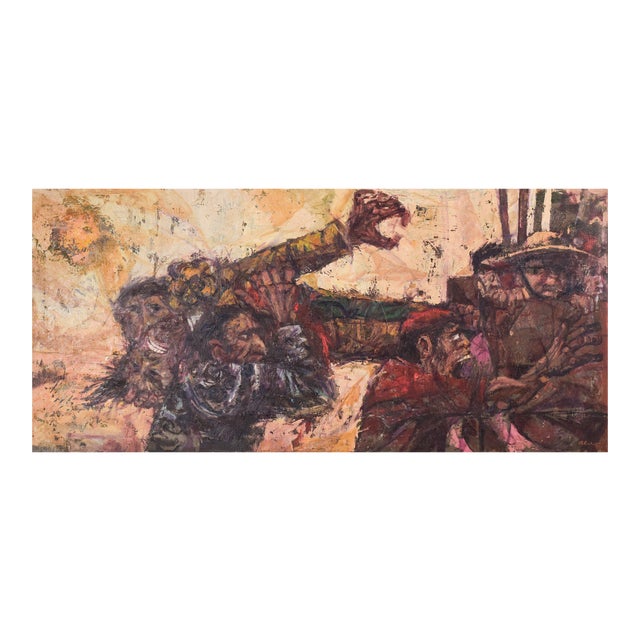 Alvaro, Battle Scene, 1960s, Oil on Canvas, Framed For Sale