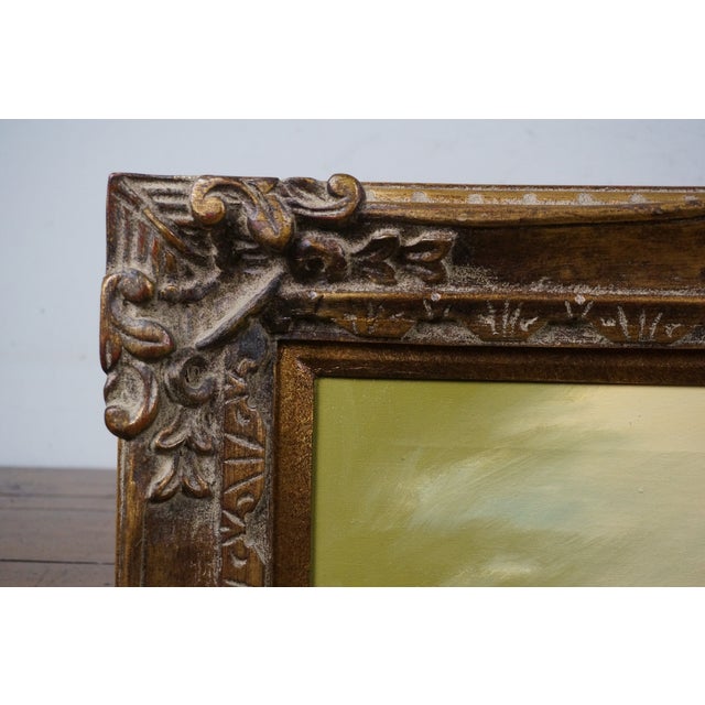 Textile William Henry Harlock Cottage Farmhouse River Landscape Oil Painting 43" For Sale - Image 7 of 11