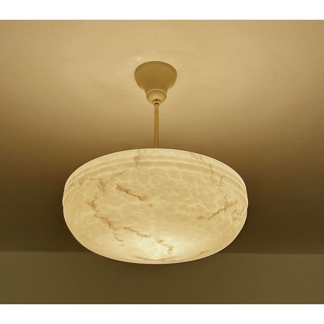 1950s Art Deco Ivory Glass Pendant Light, 1950s For Sale - Image 5 of 18
