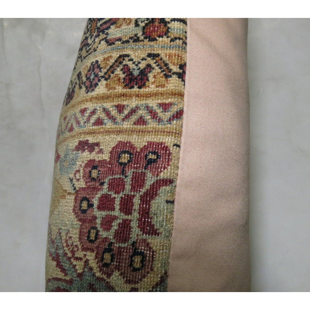 Zabihi Collection Rose and Khaki Persian Kerman Rug Pillows For Sale - Image 4 of 6