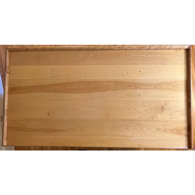Mid-Century Modern Solid Wood Pedestal Executive Desk, Five Drawers, Raised Edge For Sale - Image 9 of 18