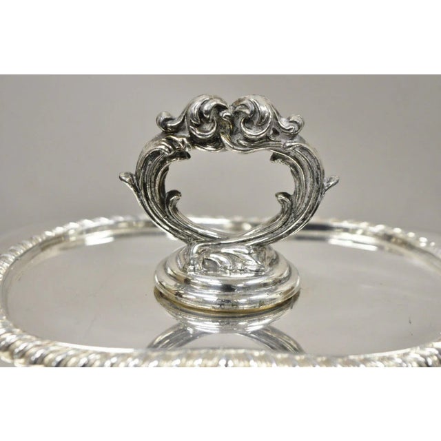 Traditional Vintage Regency Style Silver Plated Covered Vegetable Dish Serving Platter For Sale - Image 3 of 13