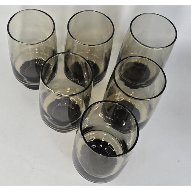 Brown Vintage Tawny Footed Tumblers- Set of Six For Sale - Image 8 of 10