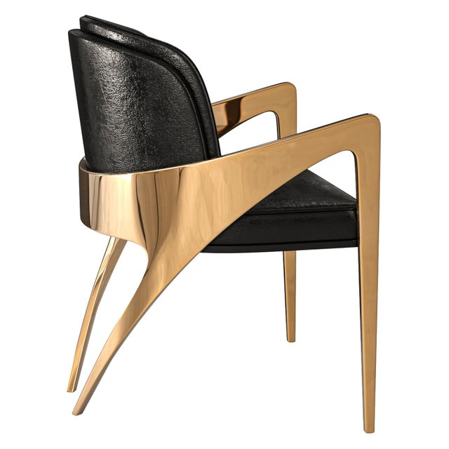 "Amalfi 2" Chair, With Bronze and Tailor Made Leather For Sale - Image 11 of 11