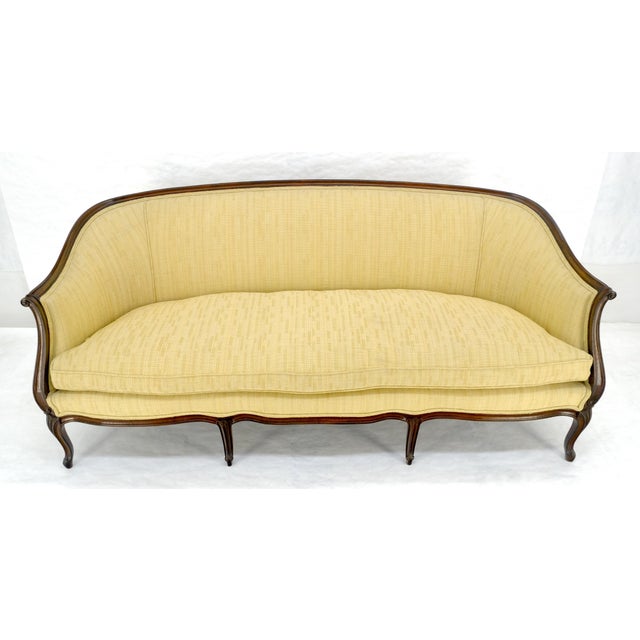 Fine Carved Gold Upholstery Country French c1920s Down Filled Cushion Sofa MINT For Sale - Image 15 of 15